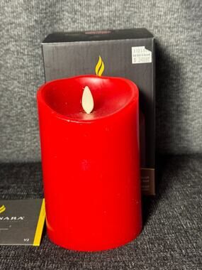 Luminara 3.5 X 5" Burgundy Cinnamon Scented Pillar Candle w/ 5 Hour Timer - EUC!